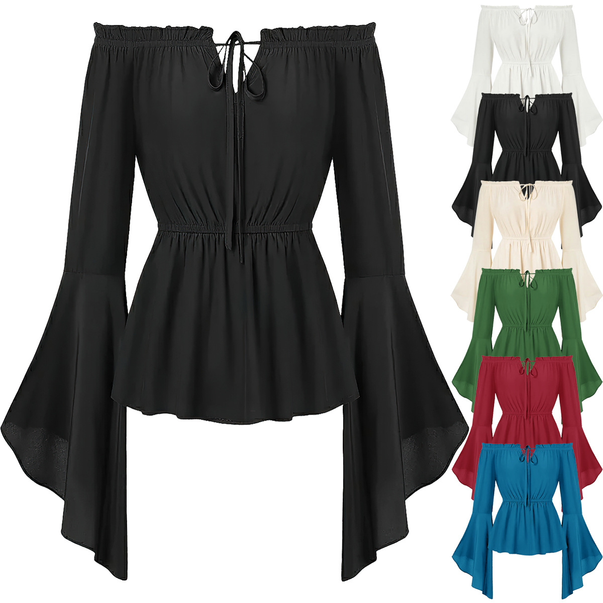 Blouse Off Shoulder - Bluzka w stylu średniowiecznym z odkrytymi