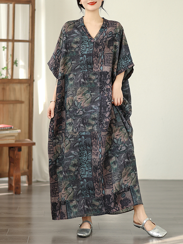 Linen Dress Wrap - Letnia Sukienka w Kwiaty w Stylu