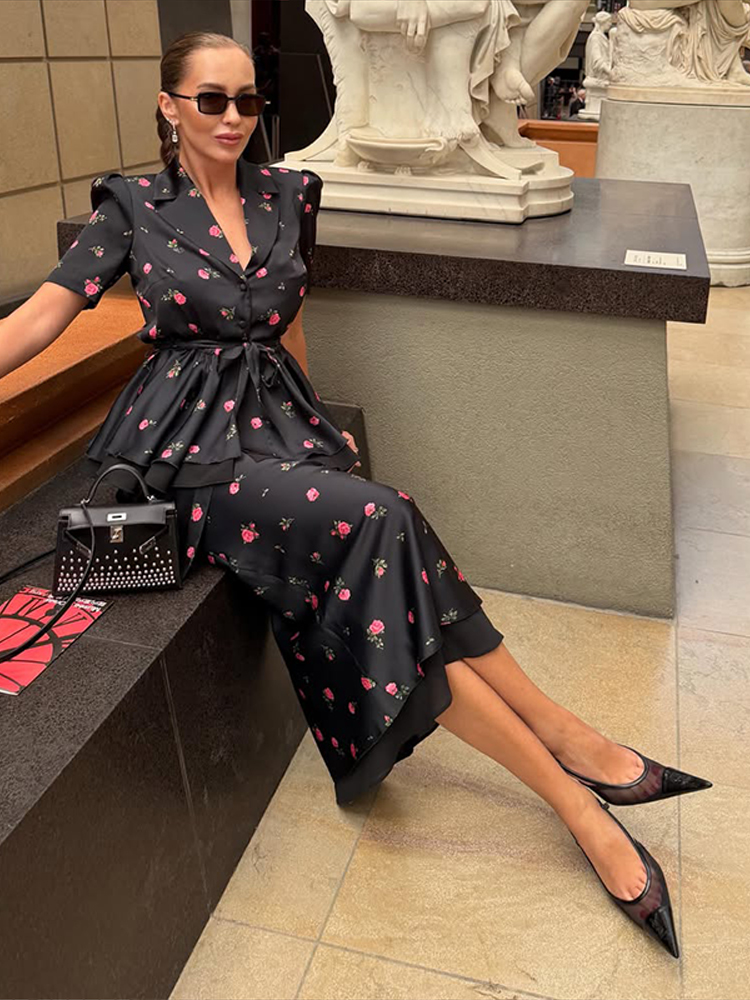 Eleganckie damskie komplety: k – Midi Skirt Floral recenzja i cena