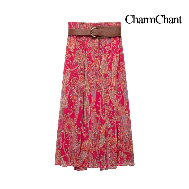 CHARMCHANT Damski Zestaw Dwucz – Midi Skirt Floral recenzja i cena
