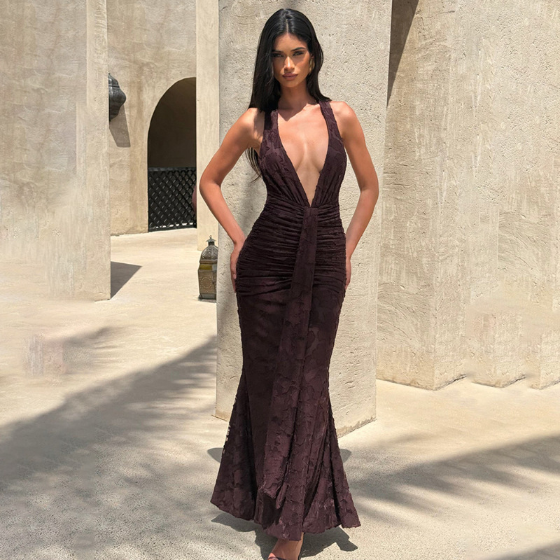 Seksowna sukienka damska z głę – Linen Dress Wrap recenzja i cena