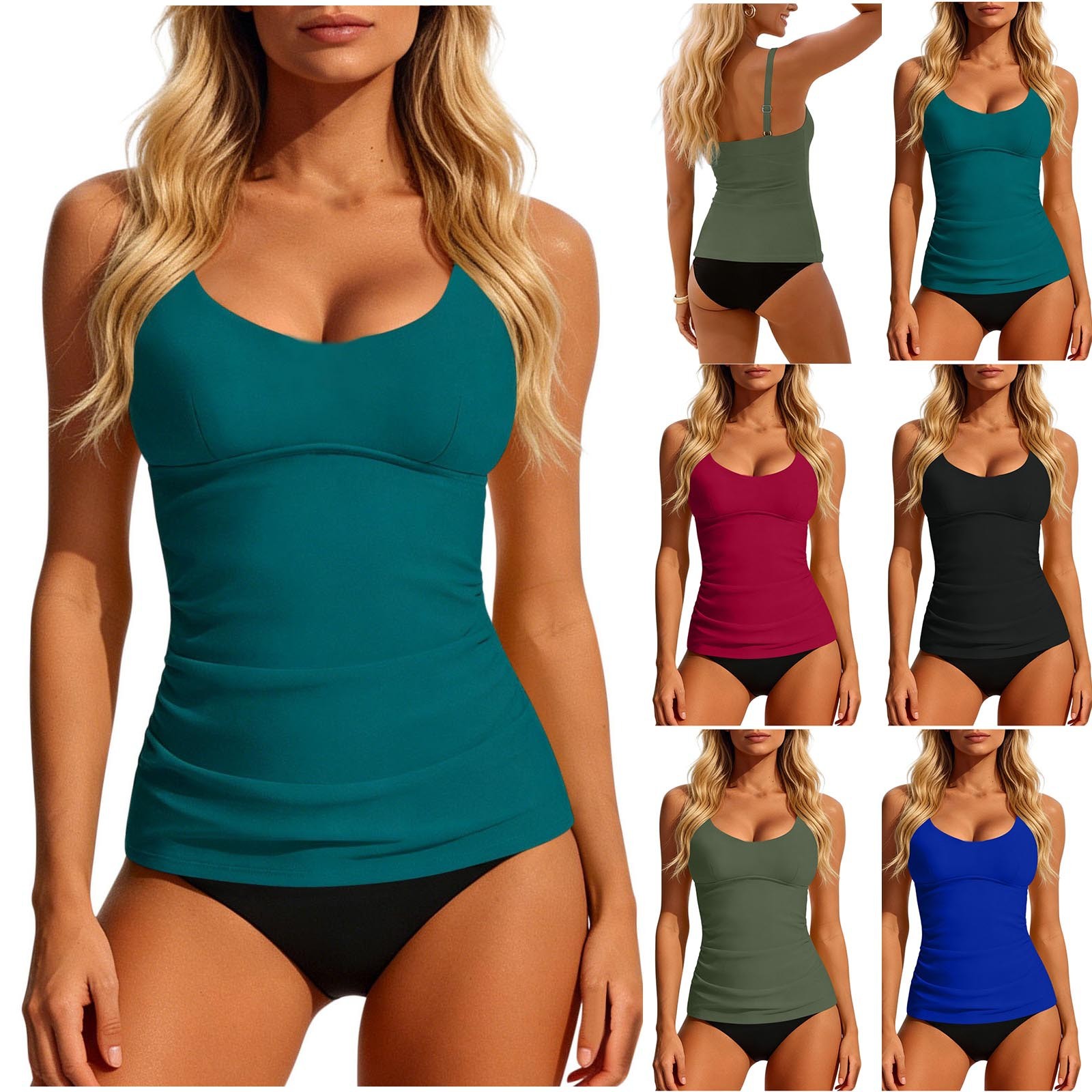 Damski tankini 2026, turkusowy – Swimsuit Bikini Ruched recenzja i cena